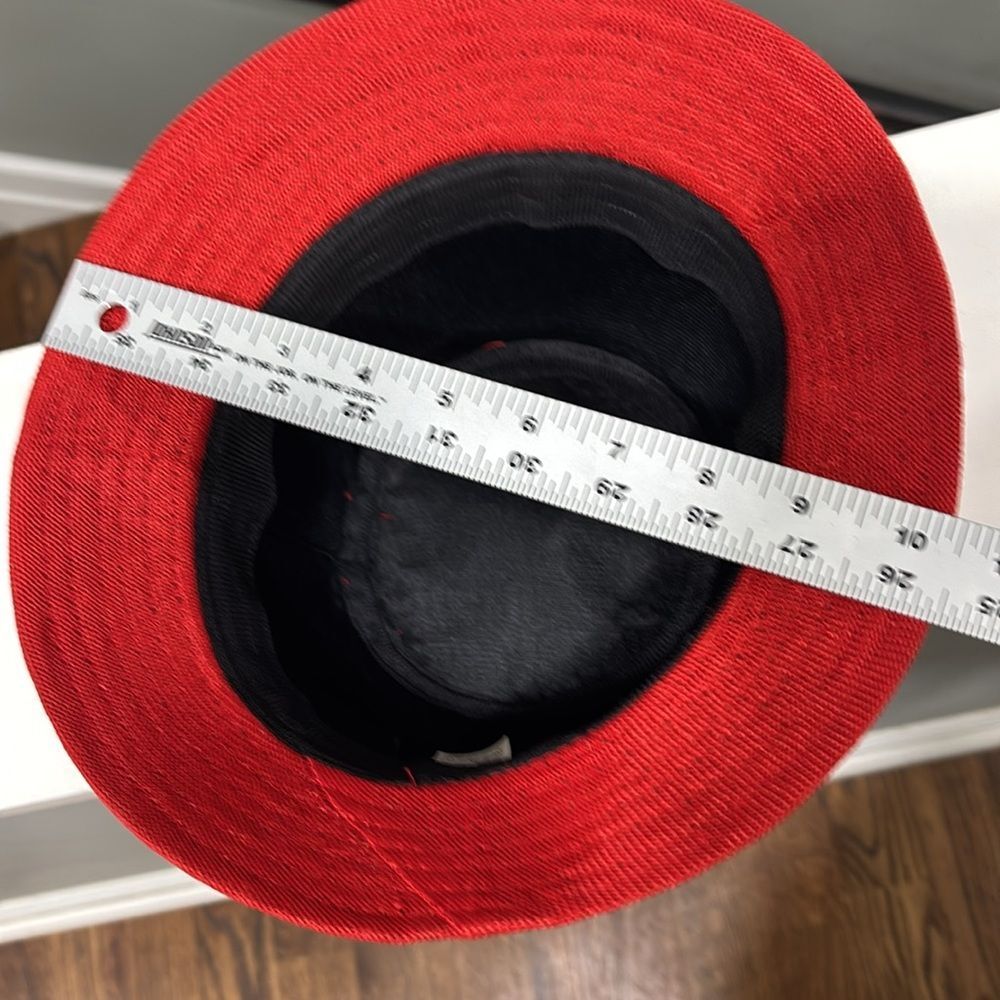 Red Victorian Bucket Bell Hat w/ Bow- size 58 - Picture 9 of 10